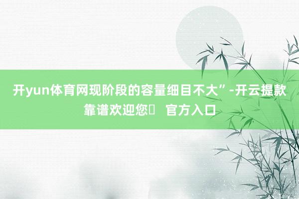 开yun体育网现阶段的容量细目不大”-开云提款靠谱欢迎您✅ 官方入口