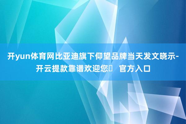 开yun体育网比亚迪旗下仰望品牌当天发文晓示-开云提款靠谱欢迎您✅ 官方入口