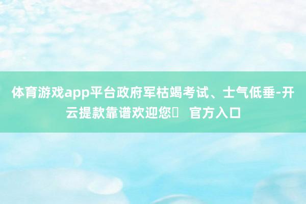 体育游戏app平台政府军枯竭考试、士气低垂-开云提款靠谱欢迎您✅ 官方入口